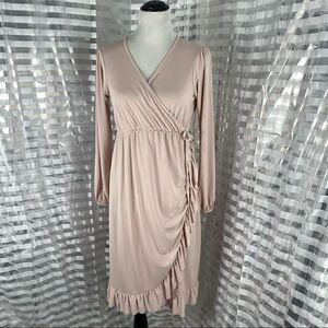 Bluebelle Maternity Vneck Long Sleeve Ruffle Dress